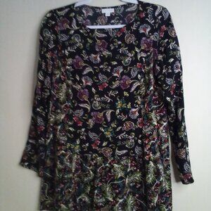 J Jill Shirt Women XS Long Sleeve Ruffle Floral Colorful